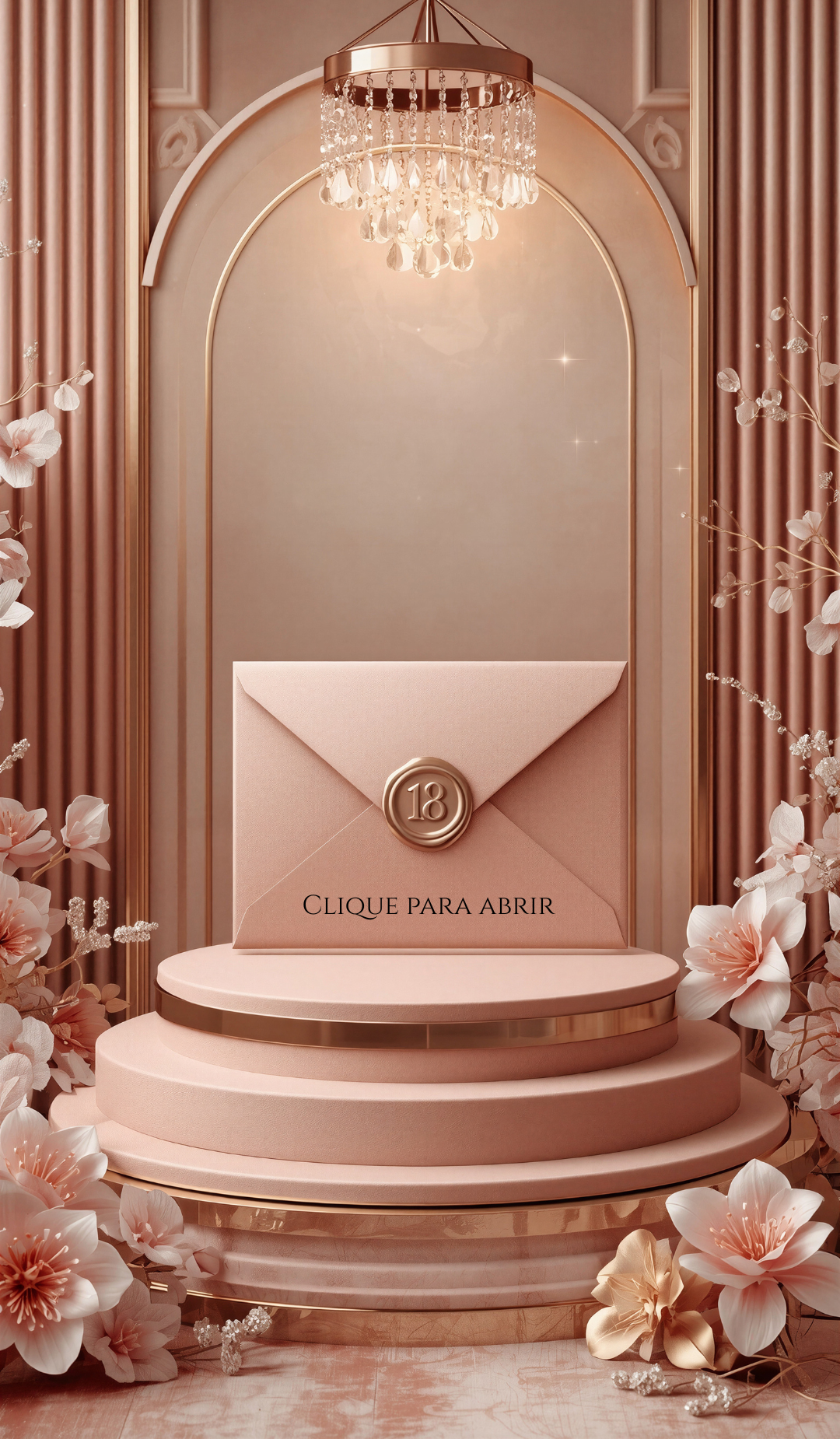 Capa rosé do convite de 18 anos